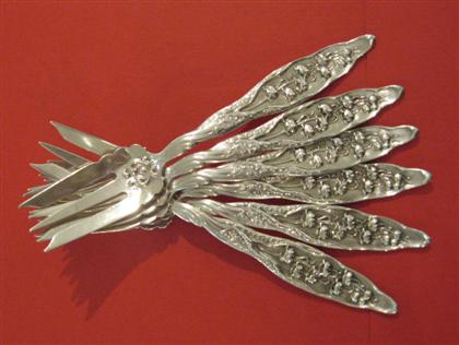 Appraisal: Six Whiting 'Lily of the Valley' sterling silver salad forks