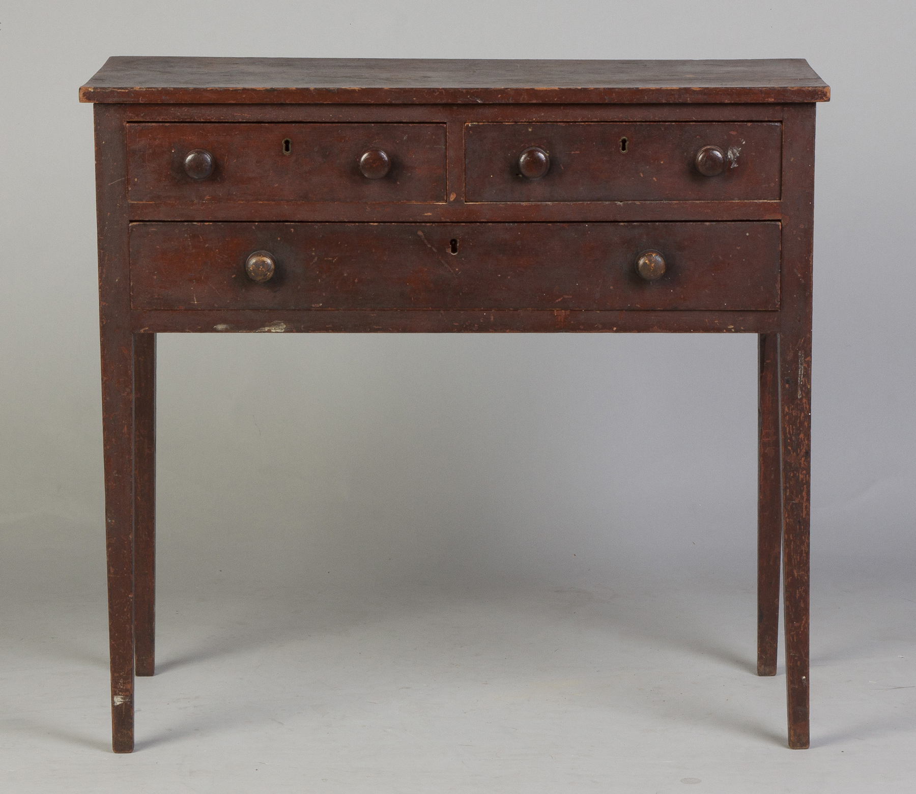 Appraisal: American Country Hepplewhite Three-Drawer Server Early th cent Cherry