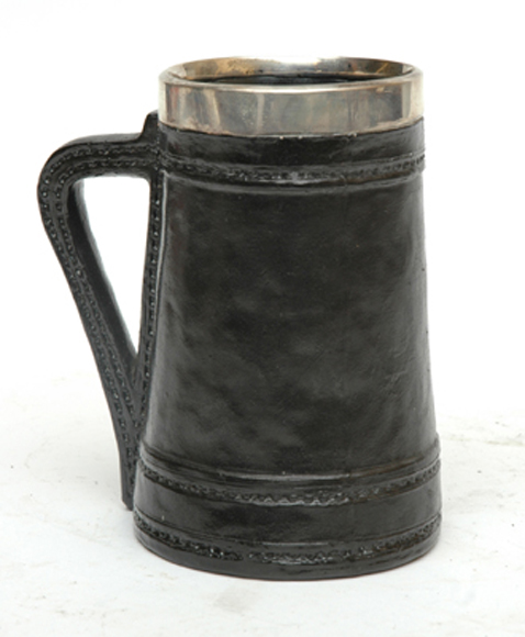 Appraisal: A DOULTON LAMBETH STERLING SILVER MOUNTED STONEWARE TANKARD The body