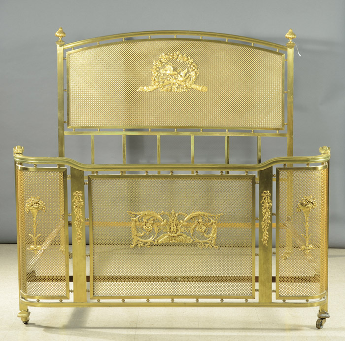 Appraisal: LOUIS XVI STYLE BRASS BED WITH RAILS French c the