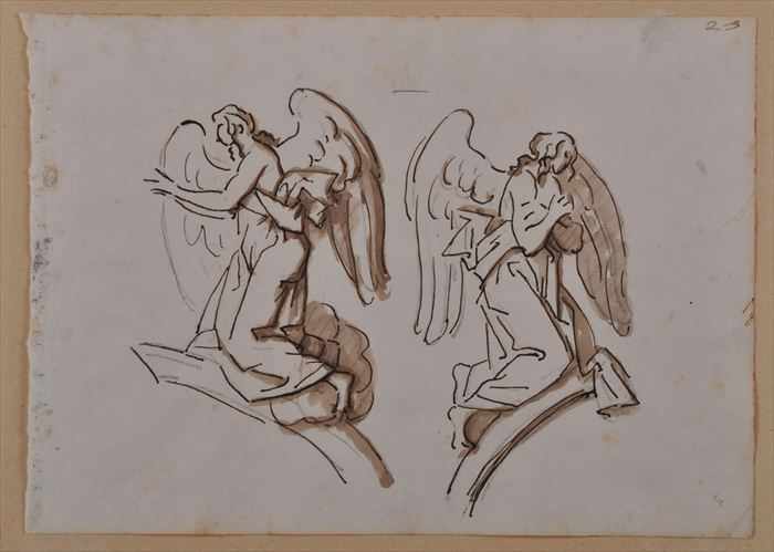 Appraisal: FRENCH SCHOOL GROUP OF SKETCHBOOK PAGES WITH COMPOSITIONS AFTER THE