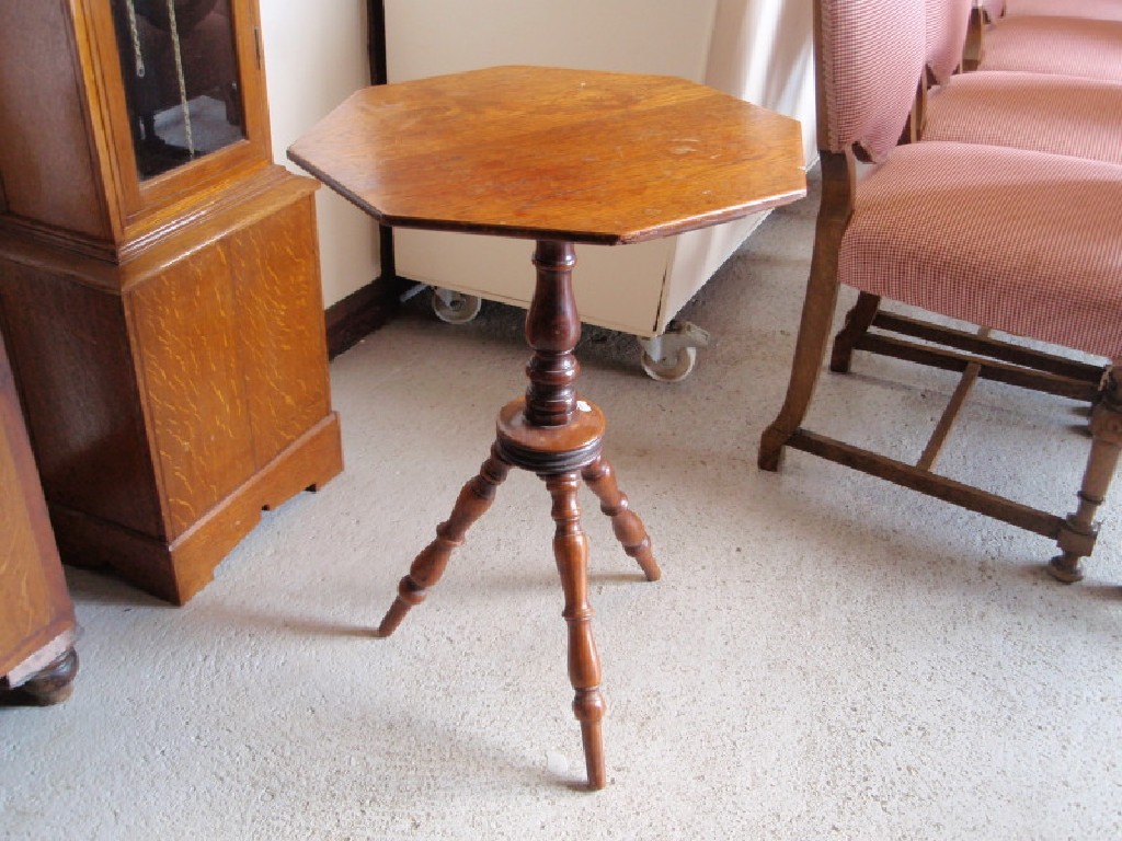 Appraisal: A Victorian mahogany occasional table with octagonal top baluster turned