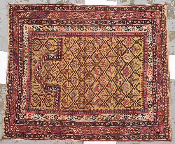 Appraisal: A Shirvan prayer rug Caucasus late th century size approximately