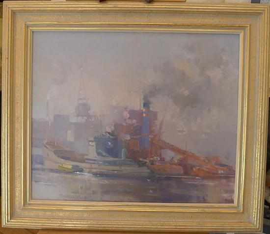 Appraisal: MAXWELL WILKS WORKING DAY PORT OF MELBOURNE OIL ON CANVAS