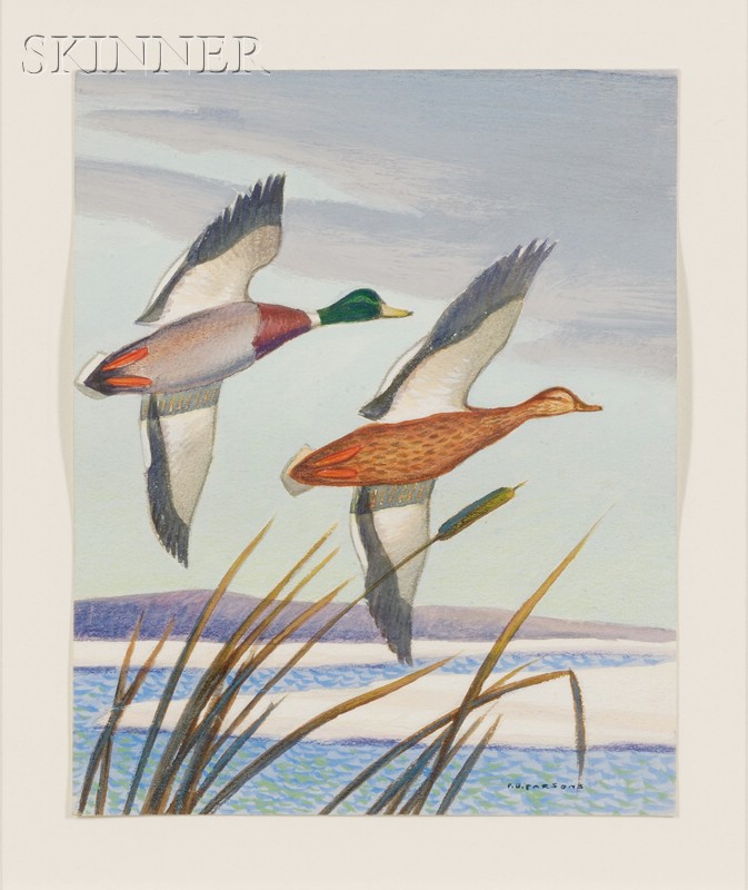 Appraisal: Phillip Brown Parsons American - Mallards in Flight Probably a