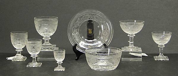 Appraisal: An extensive suite of Continental engraved glass stemware probably Bohemian