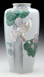 Appraisal: CLOISONNE VASE WITH RELIEF CLOISONNE VASE WITH RELIEF Japan Meiji