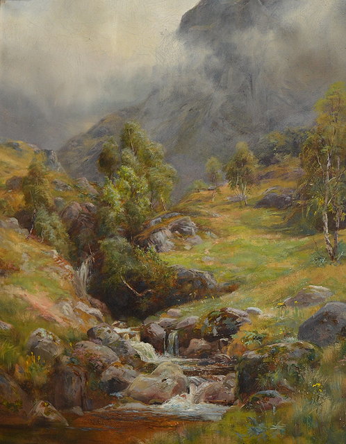 Appraisal: William Lakin Turner British - Mountainous landscape with stream in