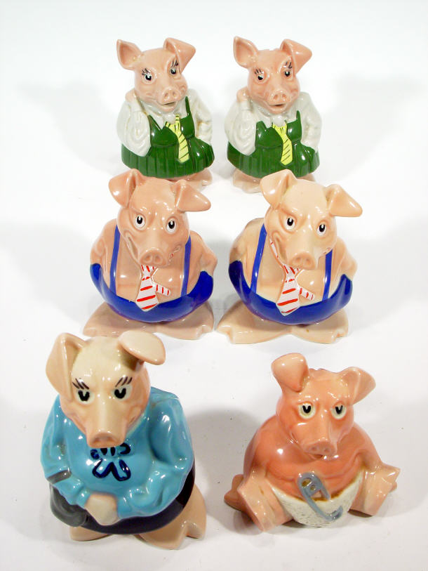 Appraisal: Six hand painted Wade Natwest pig money banks factory marks