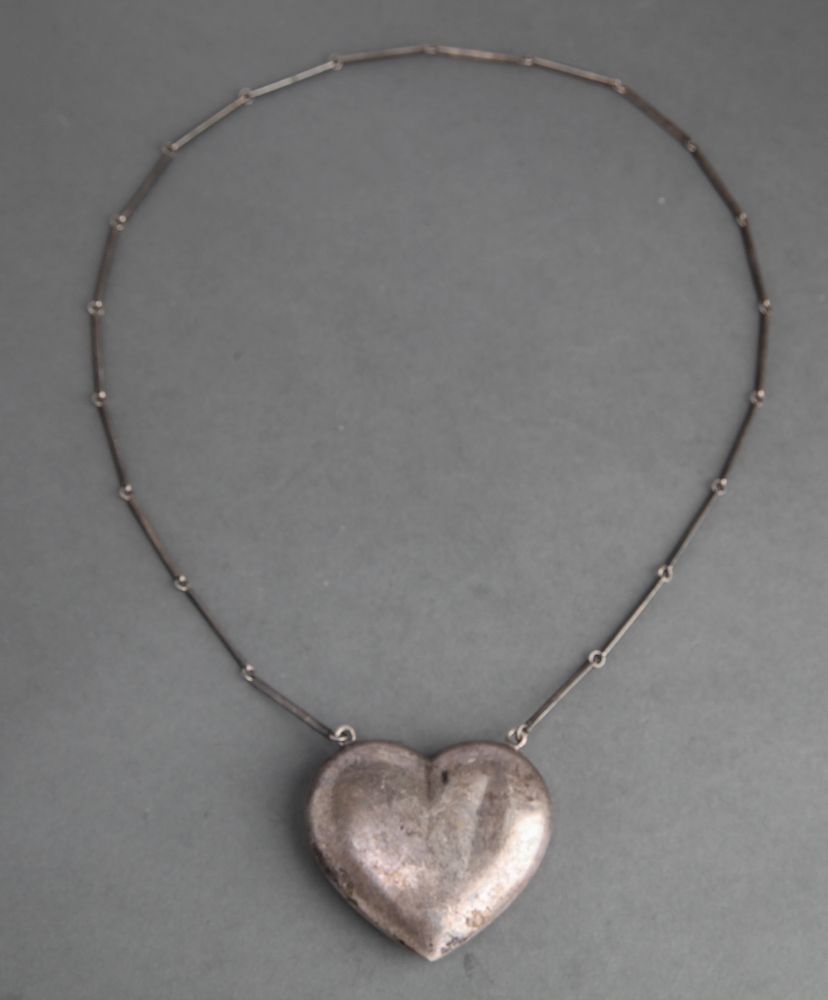 Appraisal: Silver Heart Pendant Necklace Sterling silver heart pendant necklace marked