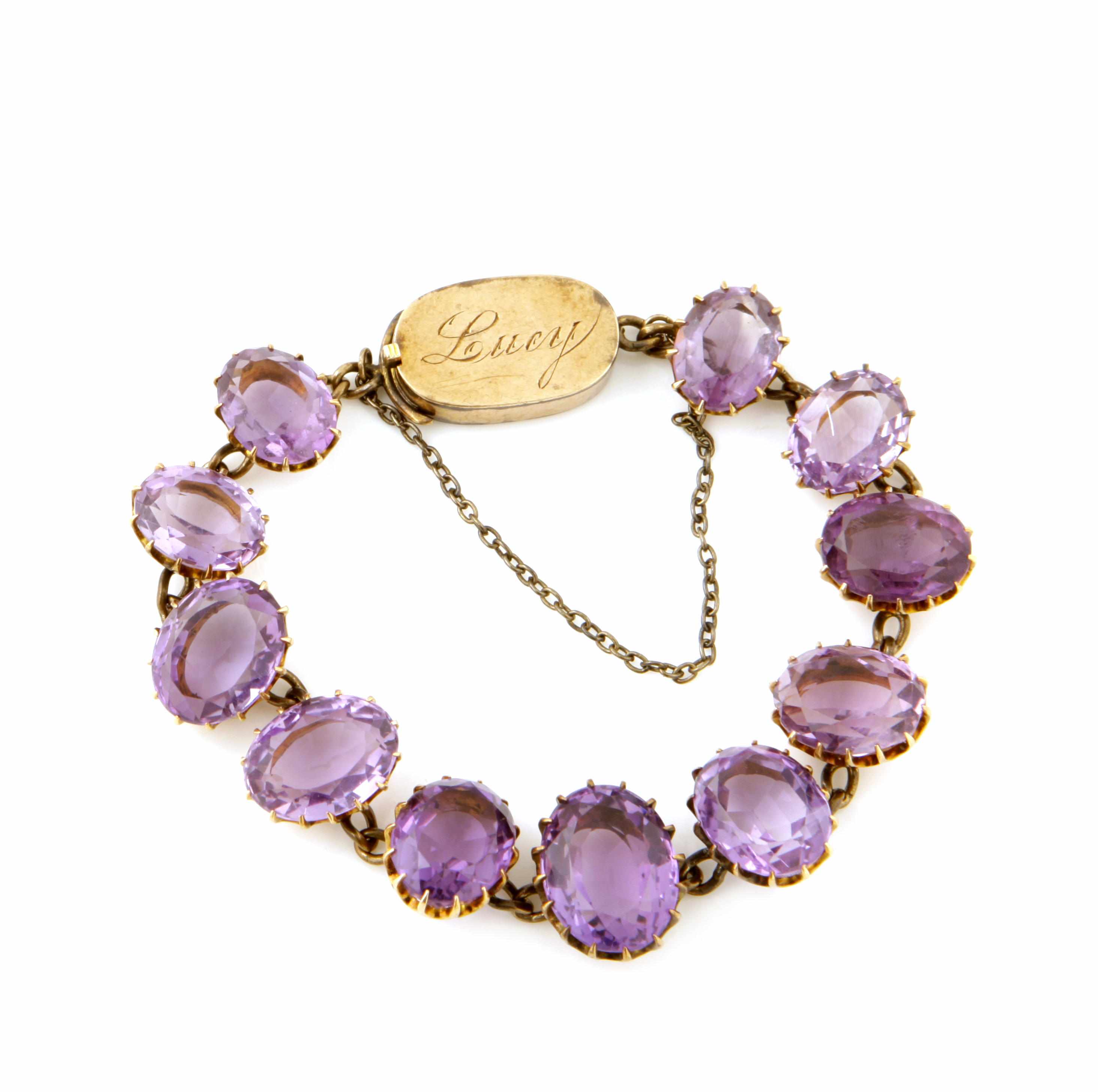 Appraisal: An amethyst and gold bracelet length