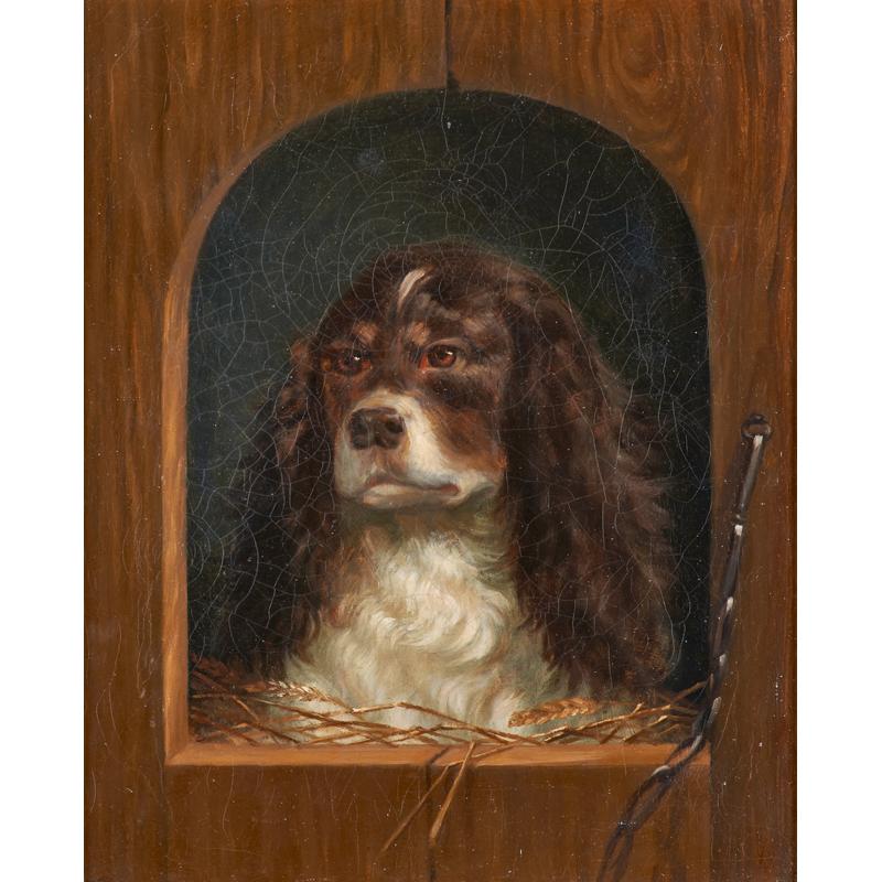 Appraisal: TH C BRITISH SCHOOL PORTRAIT OF DOG Oil on canvas