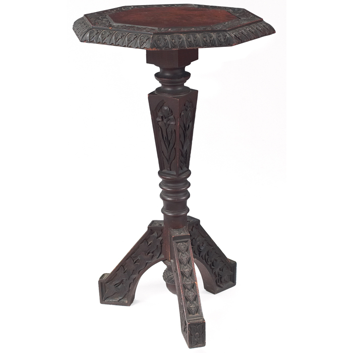 Appraisal: Cincinnati carved stand octagonal top with deeply carved design three