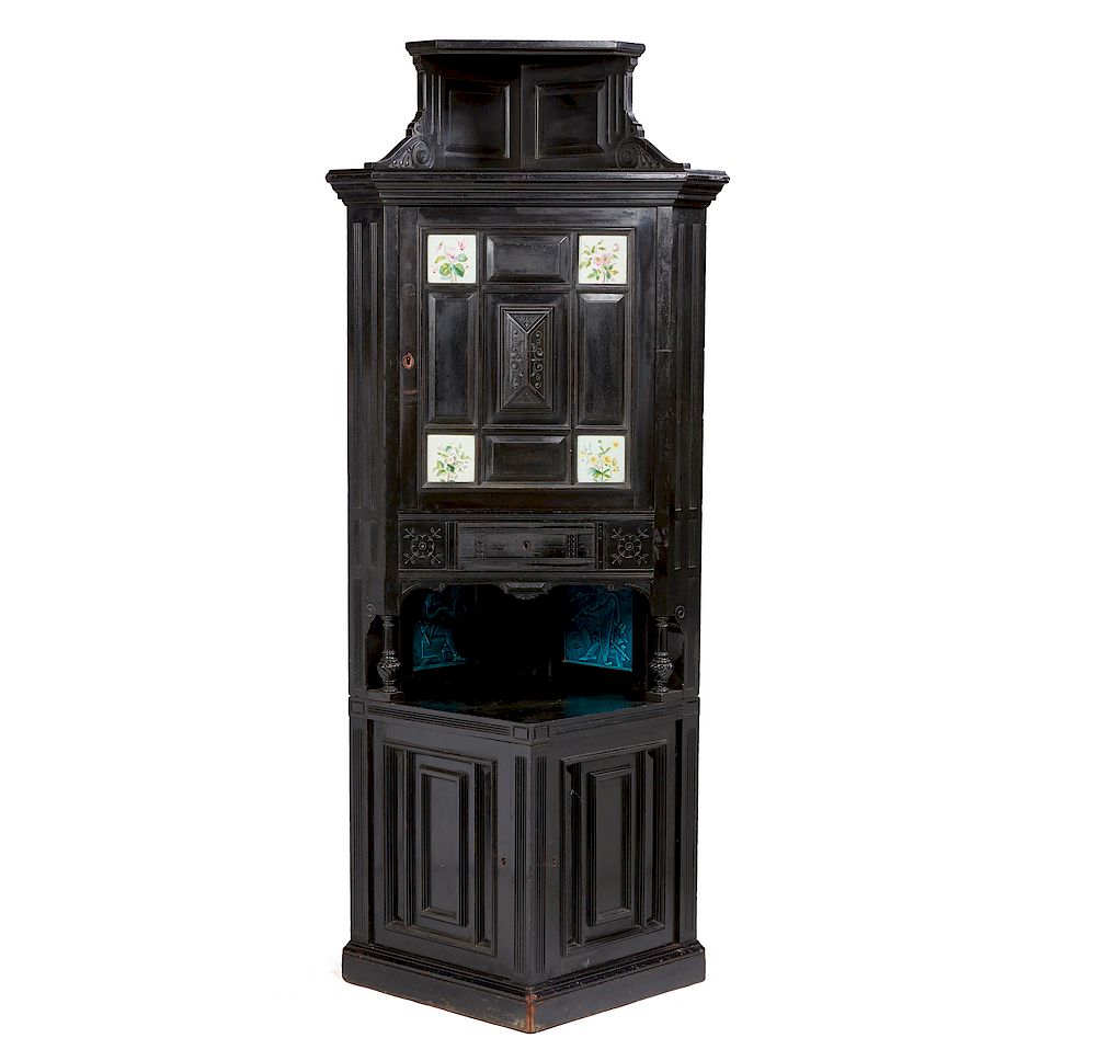 Appraisal: Kimbel Cabus Labeled Corner Cabinet Kimbel Cabus ebonized wood corner