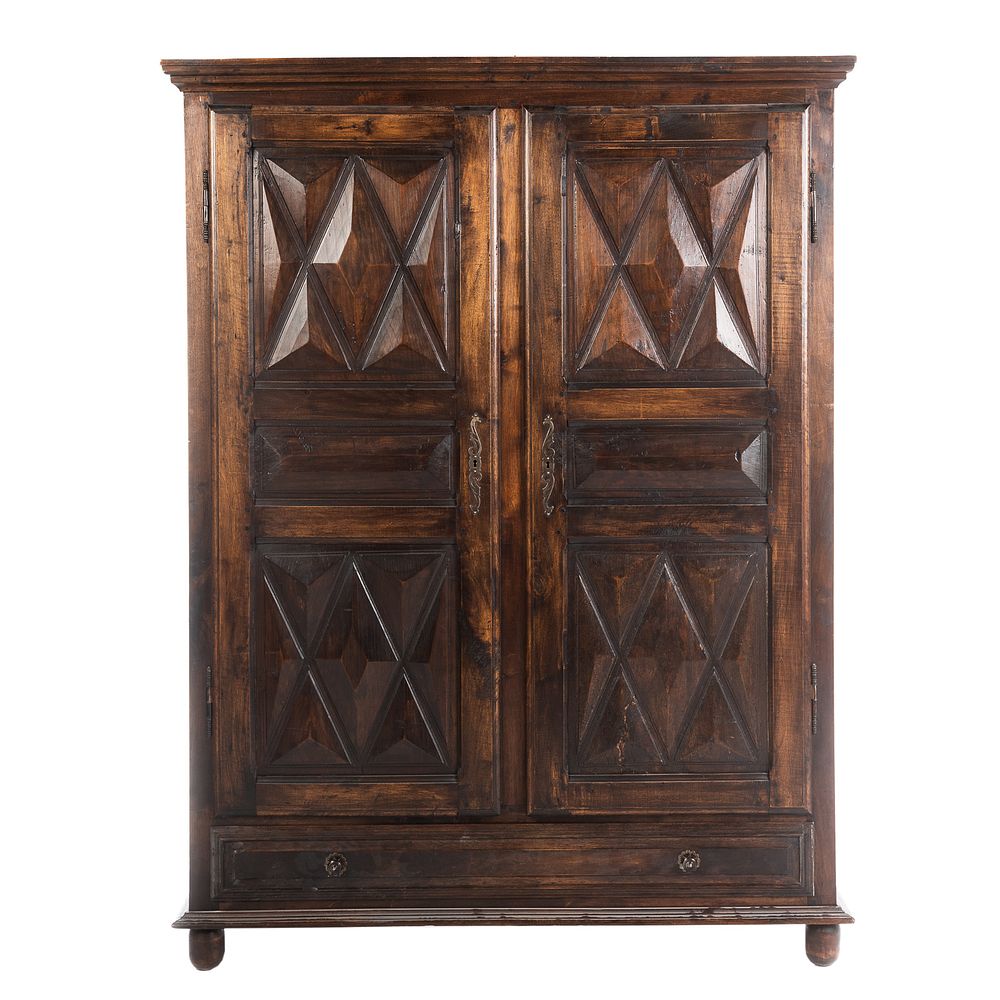 Appraisal: Louis XIII Style Oak Cabinet With pair paneled doors having