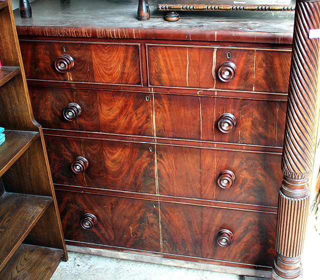 Appraisal: A TH CENTURY MAHOGANY CHEST of two short and three