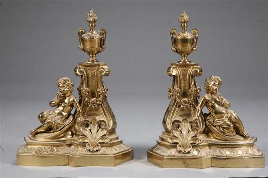 Appraisal: PAIR OF FIGURAL ANDIRONS Probably France late th century brass