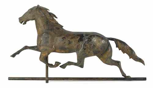 Appraisal: Full bodied copper running horse weathervane th c with cast