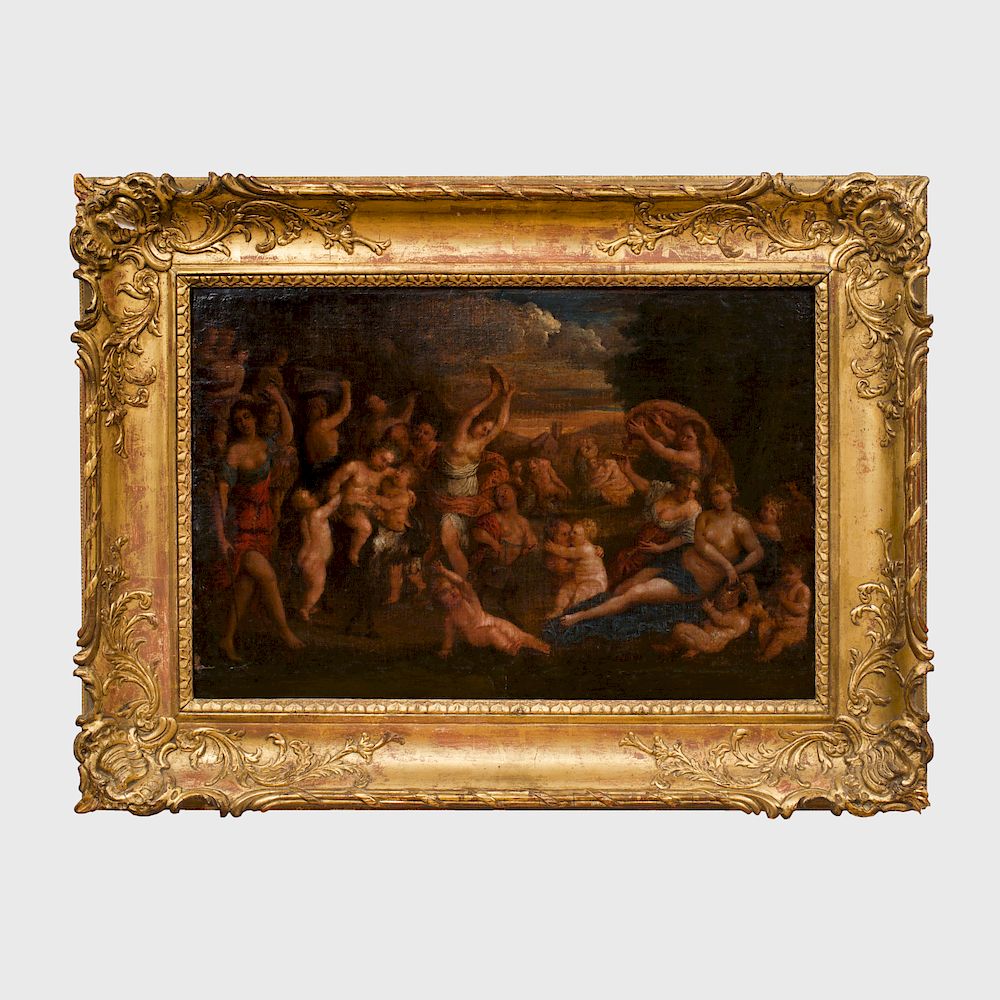 Appraisal: European School A Bacchanal Oil on canvas mounted on panel