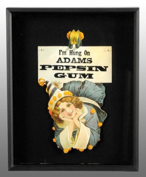 Appraisal: Adams Gum Die-Cut Sign Featuring Female Clown Description Framed Gorgeous