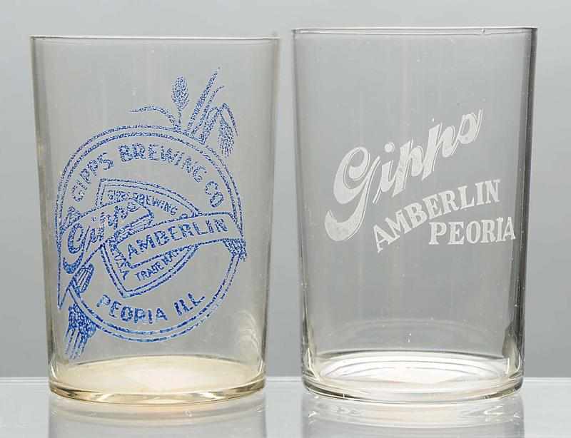 Appraisal: Lot of Gipps Amberlin Beer Glasses Includes one acid-etched glass