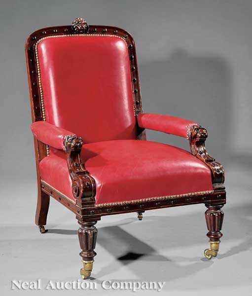 Appraisal: An Irish William IV Carved Mahogany Armchair early th c