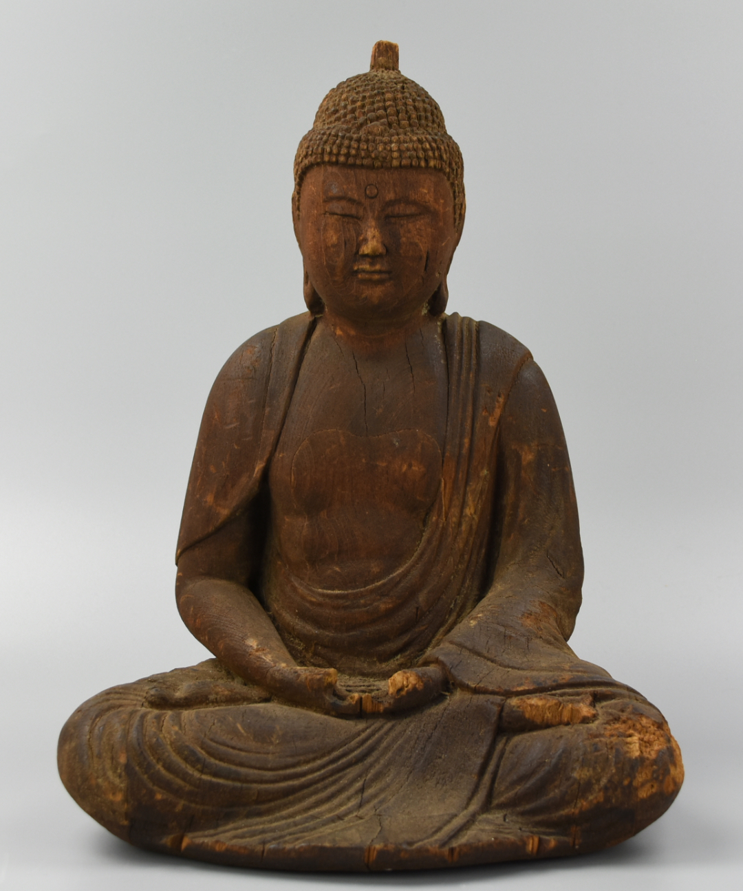 Appraisal: WOOD CARVING OF SEATED MEDITATING BUDDHA - TH C A