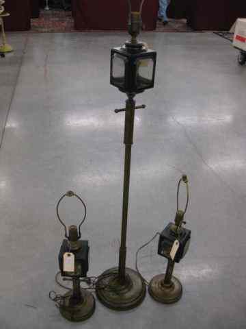 Appraisal: pc Brass Metal Lamps pair of table a floor lamp