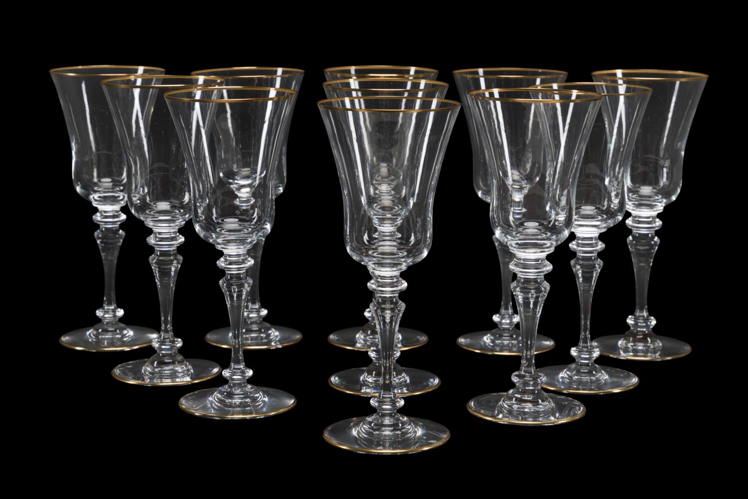 Appraisal: BACCARAT VIENNE GILT TALL WATER GOBLETS Set of Baccarat French