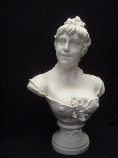 Appraisal: Bisque Bust of a Woman Signed Lecorney Bisque bust of