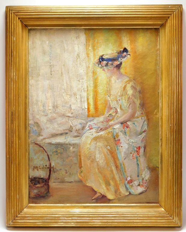 Appraisal: Jean M Guislain Impressionist Portrait Painting Jean M Guislain New