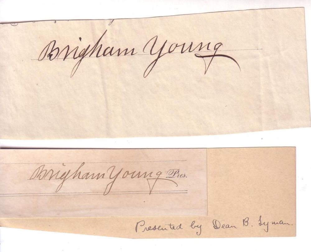 Appraisal: YOUNG BRIGHAM Two Clipped Signatures Each from a partly-printed document