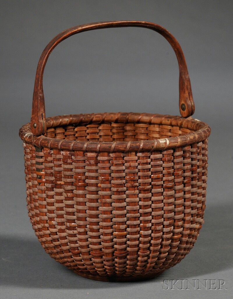 Appraisal: Small Round Nantucket Basket America early th century deep round