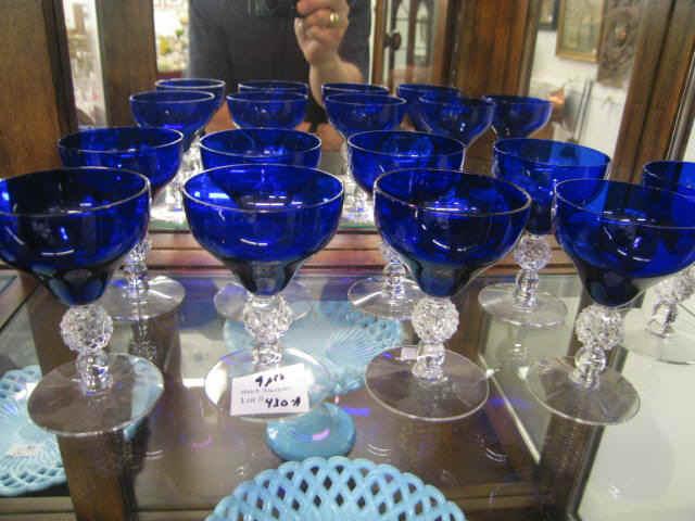 Appraisal: Cobalt Crystal Wine Glasses clear stems