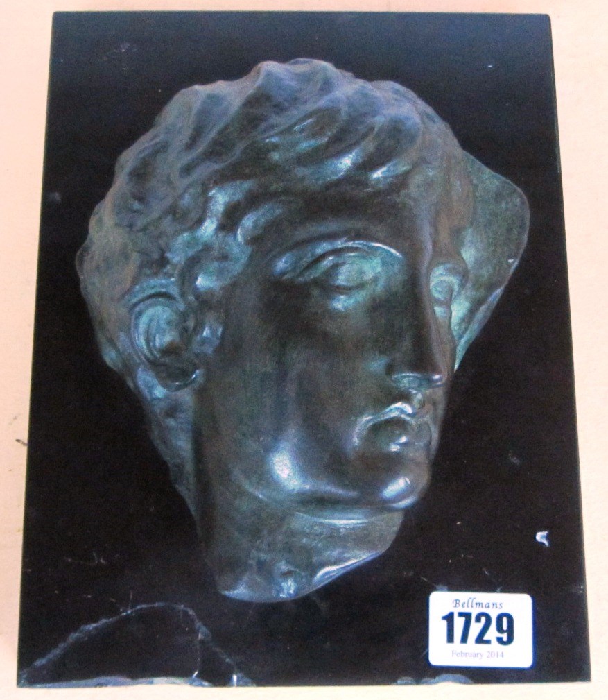 Appraisal: A French green patinated bronze plaque of Emperor Augustus MUSEE