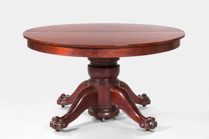 Appraisal: American Empire Revival Mahogany Dining Table ca the circular top