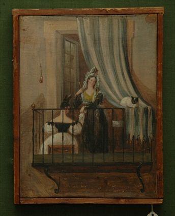 Appraisal: Oil on Canvas Two Women on a Balcony