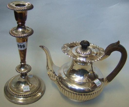 Appraisal: An Elkington Co plated candlestick and a plated coffee pot