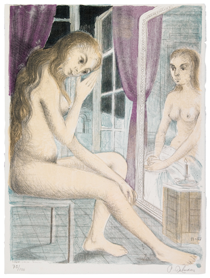 Appraisal: PAUL DELVAUX Rideaux Mauves Color lithograph x inches full margins