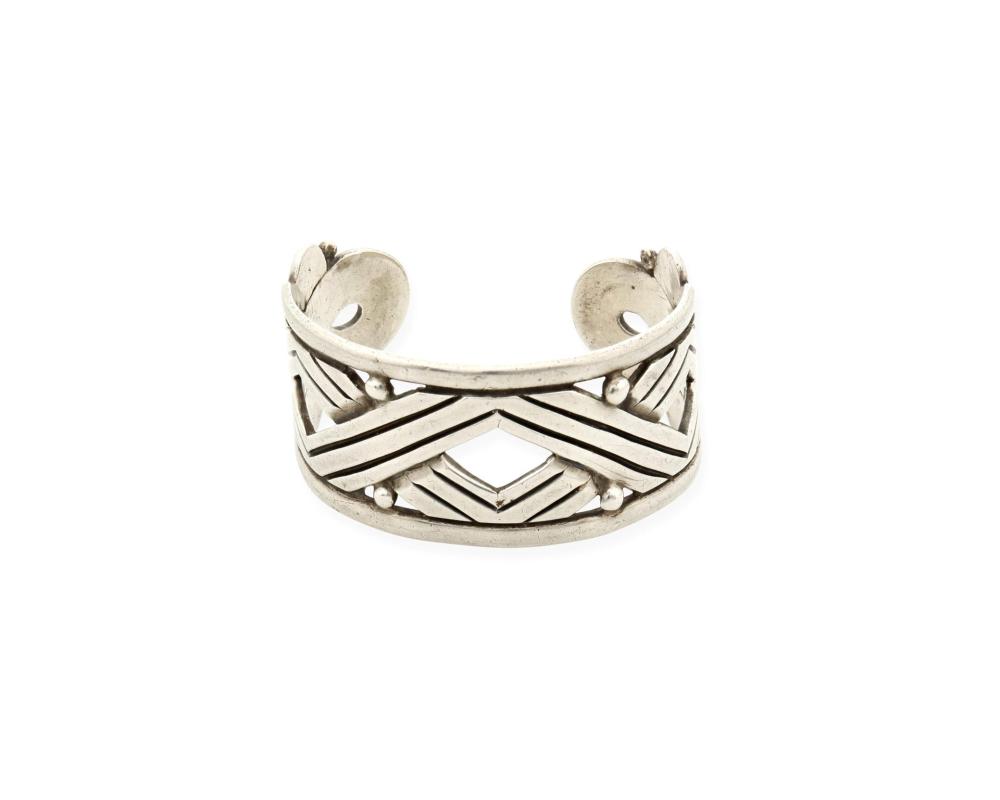 Appraisal: A H ctor Aguilar silver cuff bracelet - Taxco Mexico