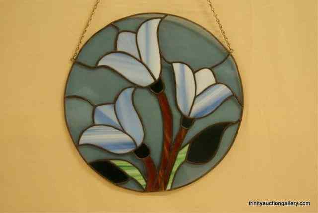 Appraisal: Leaded Stain Glass Tulip Sun CatcherOnly '' across and round