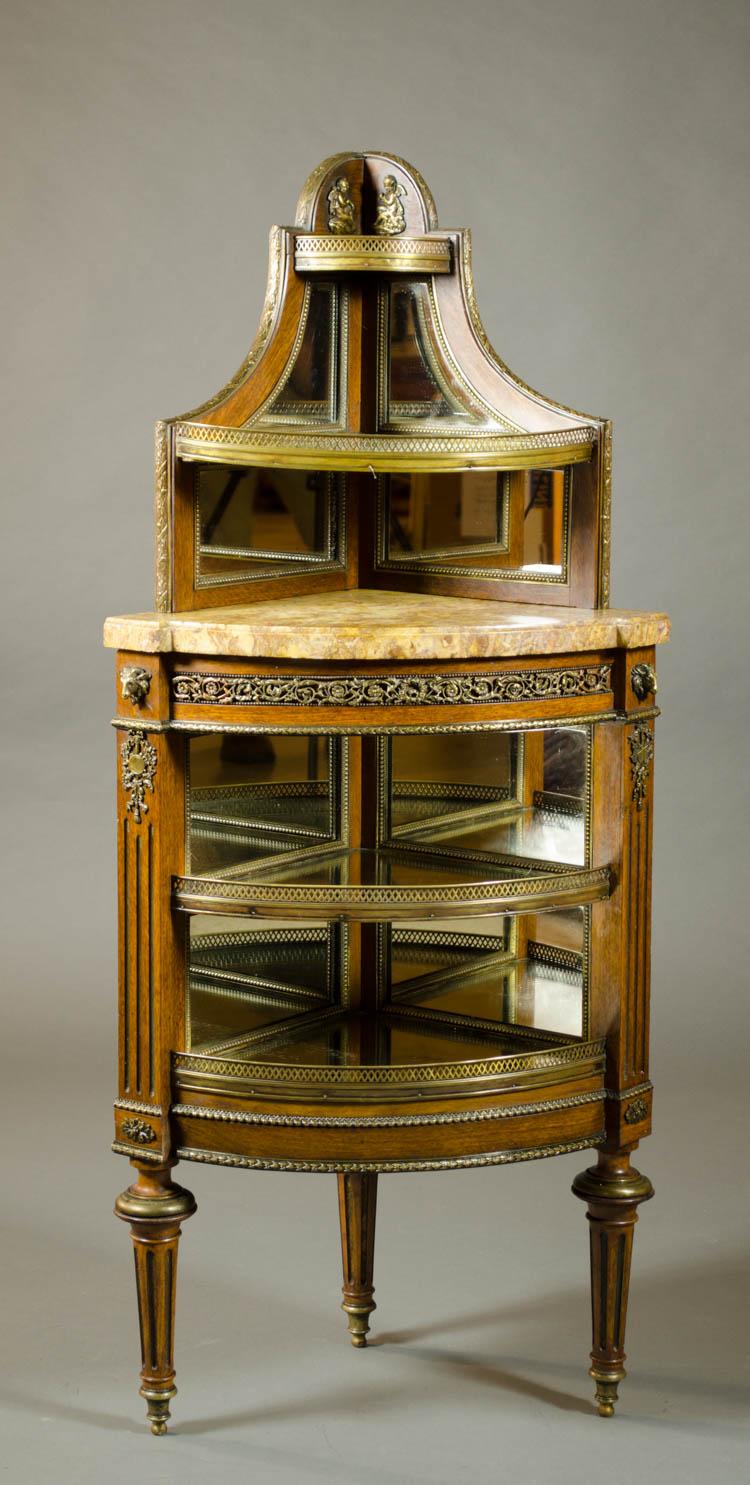 Appraisal: LOUIS XVI STYLE CORNER ETAGERE French th century having four