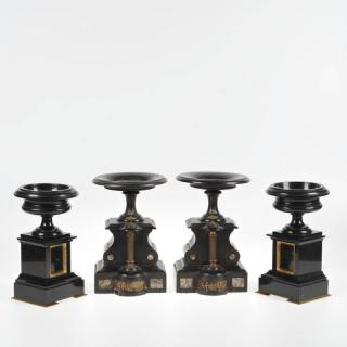 Appraisal: pairs Napoleon III bronze marble tazze th c larger pair