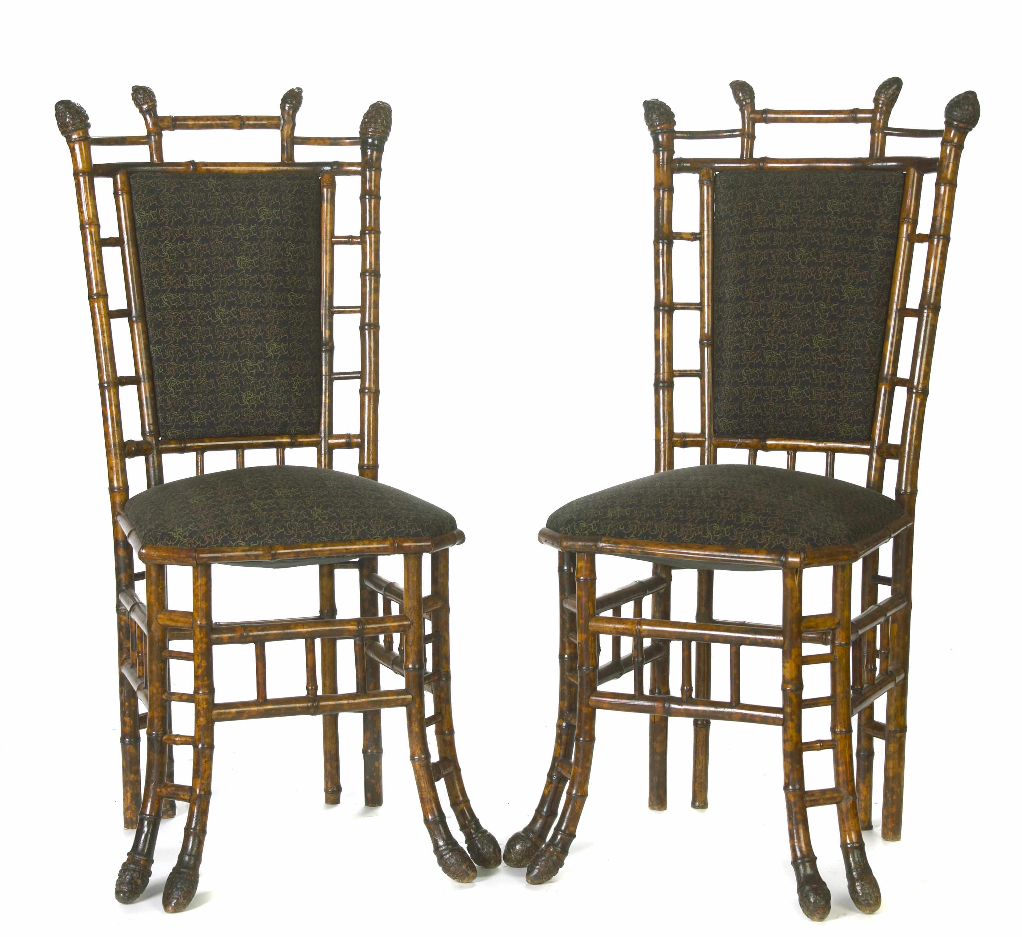 Appraisal: A pair of aesthetic bamboo side chairs height in width