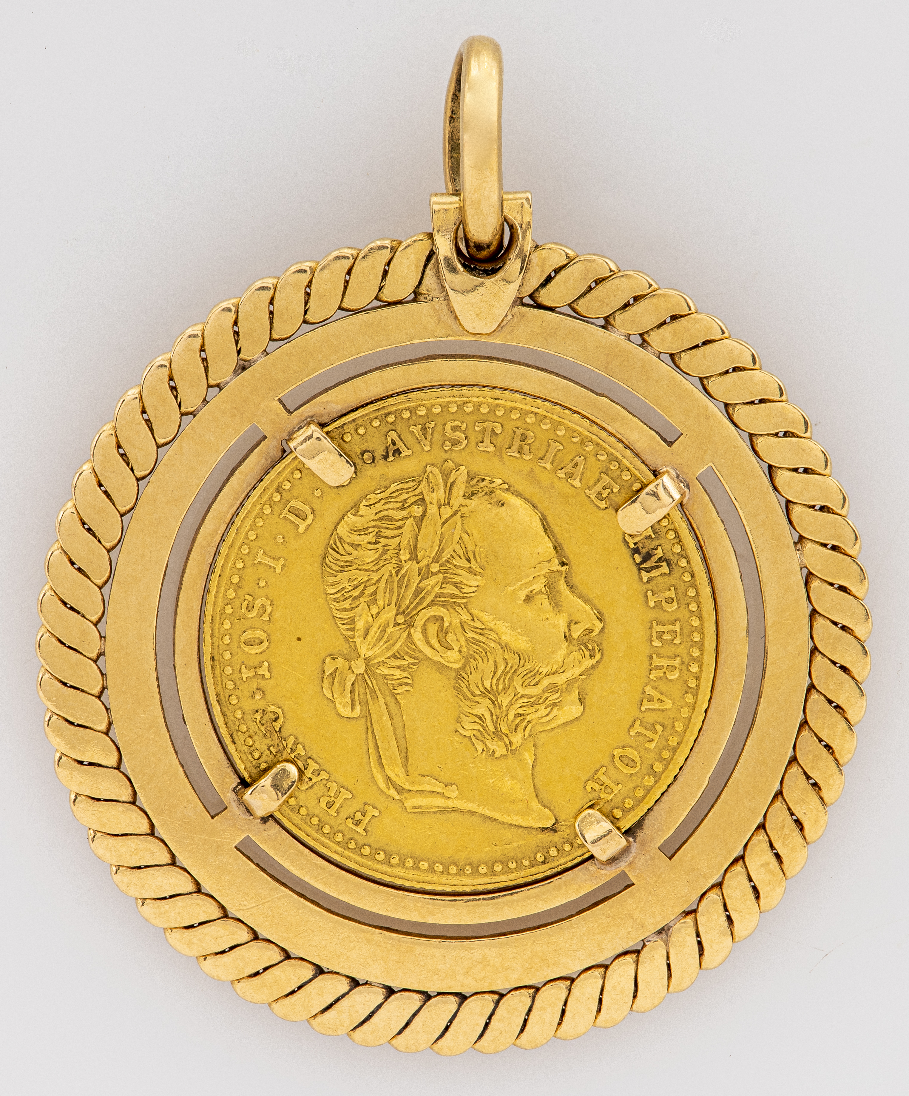 Appraisal: K GOLD AUSTRIAN COIN ENCASED IN K PENDANT K Austrian