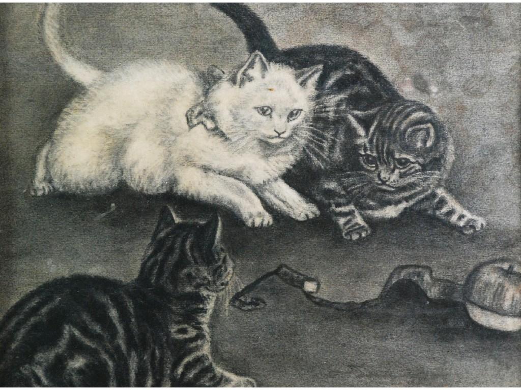 Appraisal: C J KING PASTEL Kittens playing with ball of wool