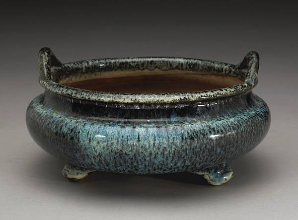 Appraisal: A Canton iron glazed pottery censer th Century Of compressed