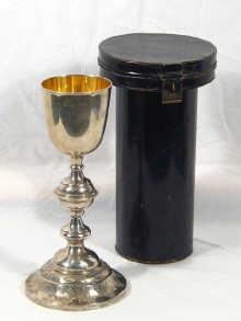 Appraisal: Irish Silver Religious Interest A parcel gilt silver chalice with