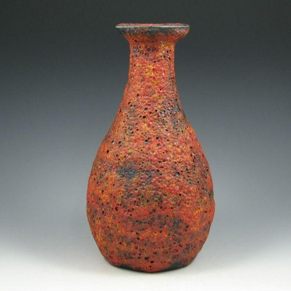 Appraisal: Pillin vase with red volcanic crater glaze in a bottle