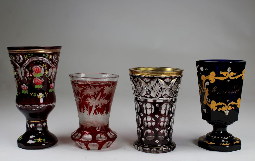 Appraisal: Cut to Clear Bohemian Goblets Cut to Clear Bohemian Goblets